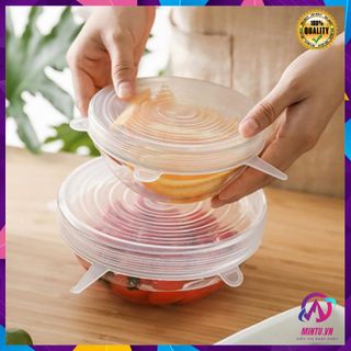 Bộ 6 Miếng Silicone Bọc Thực Phẩm Cao Cấp MIFAN - Nắp đậy màng Silicon bảo quản thức ăn Dày Dặn Độ Co Giãn Tốt 4.9 giá sỉ