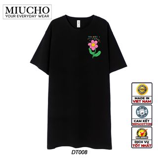 Đầm suông dài tay lỡ, váy suông dáng dài tay vintage nữ cổ tròn chất cotton bigsize DT008 Miucho in hình họa tiết