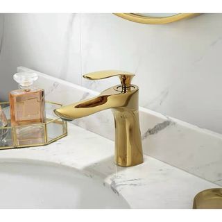 Vòi lavabo nóng lạnh kiểu lá với nhiều màu như đen/trắng bóng/vàng