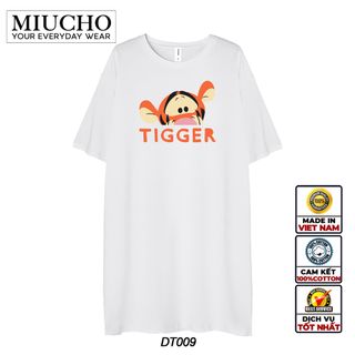 Đầm suông dài tay lỡ, váy suông dáng dài tay vintage nữ cổ tròn chất cotton bigsize DT009 Miucho in hình họa tiết