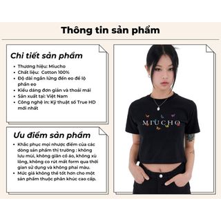 Áo croptop nữ tay ngắn cổ tròn vải thun cotton kiểu hàn quốc CR054 Miucho in hình hoạ tiết