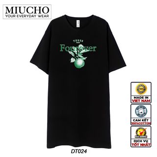 Đầm suông dài tay lỡ, váy suông dáng dài tay vintage nữ cổ tròn chất cotton bigsize DT024 Miucho in hình hoạ tiết