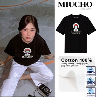 Áo phông nữ form rộng tay lỡ unisex đẹp, áo thun nữ form rộng tay lỡ unisex cotton hàn quốc AT097 Miucho in hình