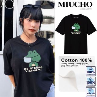 Áo phông nữ form rộng tay lỡ unisex đẹp, áo thun nữ form rộng tay lỡ unisex cotton hàn quốc AT9197D Miucho in hình