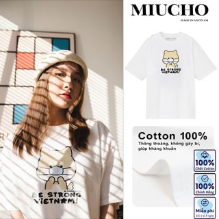 Áo phông nữ form rộng tay lỡ unisex đẹp, áo thun nữ form rộng tay lỡ unisex cotton hàn quốc AT9197T Miucho in hình giá sỉ