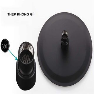 Bộ cây sen tắm đứng nóng lạnh thép không gỉ, màu đen, kiểu tròn, mã S807TD