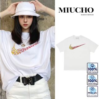 Áo phông nke nữ form rộng tay lỡ unisex, áo thun nke nữ form rộng tay lỡ unisex cotton AT072 Miucho in logo