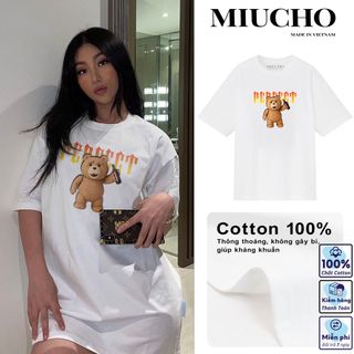 Áo phông nữ form rộng tay lỡ unisex đẹp, áo thun nữ form rộng tay lỡ unisex cotton hàn quốc AT110 Miucho in hình