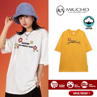 Áo thun nữ form rộng đẹp tay lỡ kiểu hàn quốc, áo phông nữ form rộng unisex vải cotton AT219 Miucho in name