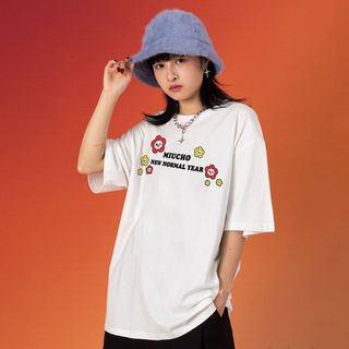 Áo thun nữ form rộng đẹp tay lỡ kiểu hàn quốc, áo phông nữ form rộng unisex vải cotton AT219 Miucho in name