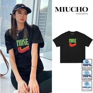 Áo phông nke nữ form rộng tay lỡ unisex, áo thun nke nữ form rộng tay lỡ unisex cotton AT078 Miucho in logo