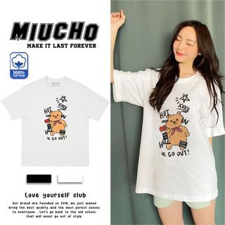 Áo thun nữ form rộng đẹp tay lỡ kiểu hàn quốc, áo phông nữ form rộng unisex vải cotton AT145 Miucho in hoạt tiết