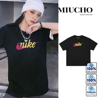 Áo phông nke nữ form rộng tay lỡ unisex, áo thun nke nữ form rộng tay lỡ unisex cotton AT076 Miucho in logo