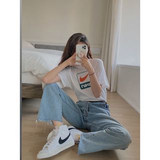 Áo phông nke nữ form rộng tay lỡ unisex, áo thun nke nữ form rộng tay lỡ unisex cotton AT074 Miucho in logo