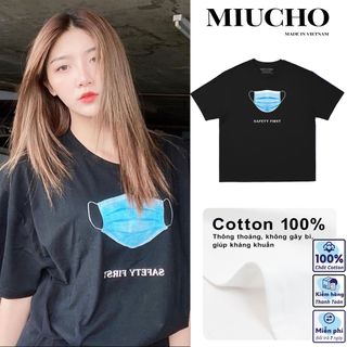 Áo phông nữ form rộng tay lỡ unisex đẹp, áo thun nữ form rộng tay lỡ unisex cotton hàn quốc AT126 Miucho in hình