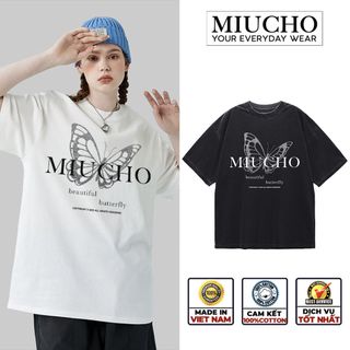 Áo thun nữ form rộng đẹp tay lỡ kiểu hàn quốc, áo phông nữ form rộng unisex vải cotton AT225 Miucho in name