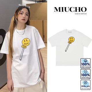 Áo phông nữ form rộng tay lỡ unisex đẹp, áo thun nữ form rộng tay lỡ unisex cotton hàn quốc AT064 Miucho in hình
