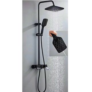 Bộ cây sen tắm nóng lạnh kiểu vuông màu đen, nút nhấn dạng phím đàn độc đáo giá sỉ