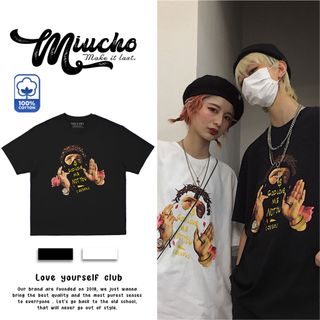 Áo thun Unisex form rộng đẹp tay lỡ kiểu hàn quốc, áo phông Unisex form rộng vải cotton AT190 Miucho in hoạt tiết