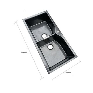 Chậu rừa chén bằng đá 2 ngăn, với 2 màu đen hoặc trắng