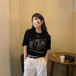 Áo thun nữ form rộng đẹp tay lỡ kiểu hàn quốc, áo phông nữ form rộng unisex vải cotton AT150 Miucho in hoạt tiết