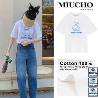 Áo phông nữ form rộng tay lỡ unisex đẹp, áo thun nữ form rộng tay lỡ unisex cotton hàn quốc AT048 Miucho in hình