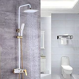 Bộ cây sen tắm nóng lạnh đồng thau sơn tĩnh điện màu đen bóng và trắng bóng đẹp long lanh