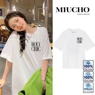 Áo phông nữ form rộng tay lỡ unisex đẹp, áo thun nữ form rộng tay lỡ unisex cotton hàn quốc AT029 Miucho basic tee