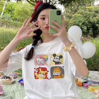 Áo thun nữ form rộng đẹp tay lỡ kiểu hàn quốc, áo phông nữ form rộng unisex vải cotton AT185 Miucho in hoạt tiết