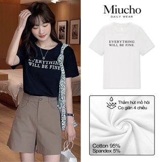 Áo thun nữ cổ tròn chất liệu cotton mềm mại form regular AR027 Miucho basic