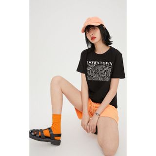Áo thun nữ cổ tròn chất liệu cotton mềm mại form regular AR015 Miucho in hoạ tiết