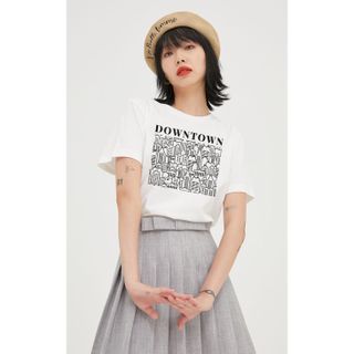 Áo thun nữ cổ tròn chất liệu cotton mềm mại form regular AR015 Miucho in hoạ tiết