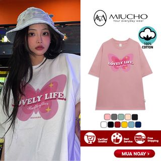 Áo thun form rộng nữ tay lỡ oversize, áo form rộng nữ hàn quốc chất vải cotton AT226 Miucho in hình hoạ tiết