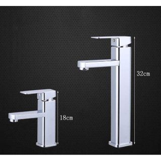 Vòi lavabo nóng lạnh kiểu vuông màu trắng bóng giá sỉ