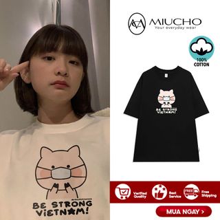 Áo phông nữ form rộng tay lỡ unisex đẹp, áo thun nữ form rộng tay lỡ unisex cotton hàn quốc AT093 Miucho in hình