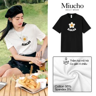 Áo thun nữ cổ tròn chất liệu cotton mềm mại form regular AR014 Miucho in brand name