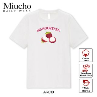 Áo thun nữ cổ tròn chất liệu cotton mềm mại form regular AR010 Miucho in hoạ tiết