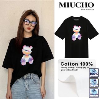 Áo phông nữ form rộng tay lỡ unisex đẹp, áo thun nữ form rộng tay lỡ unisex cotton hàn quốc AT050 Miucho in hình
