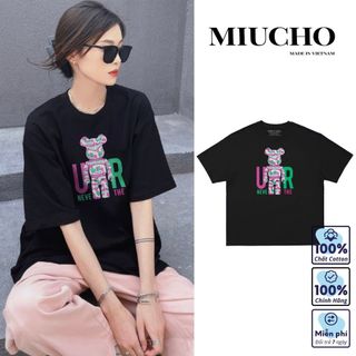 Áo phông bearbrick nữ form rộng tay lỡ unisex, áo thun bearbrick nữ form rộng tay lỡ unisex cotton AT037 Miucho in logo