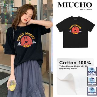 Áo phông nữ form rộng tay lỡ unisex đẹp, áo thun nữ form rộng tay lỡ unisex cotton hàn quốc AT041 Miucho in hình