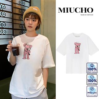 Áo phông kaws nữ form rộng tay lỡ unisex, áo thun kaws nữ form rộng tay lỡ unisex cotton AT017 Miucho in logo