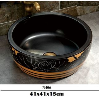Chậu sứ lavabo để bàn nghệ thuật với tông màu nâu ấm