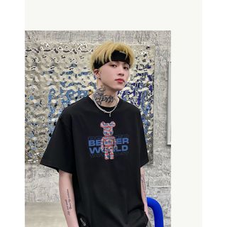 Áo phông bearbrick nữ form rộng tay lỡ unisex, áo thun bearbrick nữ form rộng tay lỡ unisex cotton AT036 Miucho in logo