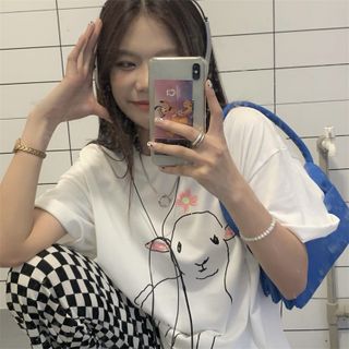 Áo thun nữ form rộng đẹp tay lỡ kiểu hàn quốc, áo phông nữ form rộng unisex vải cotton AT166 Miucho in hoạt tiết