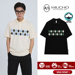 Áo polo nữ form rộng, áo thun polo nữ có cổ đẹp chất cotton form unisex PL011 Miucho in hoạ tiết