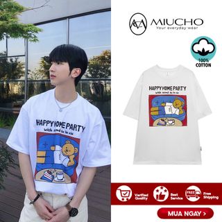 Áo phông nữ form rộng đẹp tay lỡ oversize, áo thun nữ form rộng unisex tay lỡ hàn quốc cotton AT154 Miucho in hoạt tiết giá sỉ