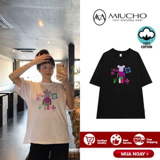 Áo phông bearbrick nữ form rộng tay lỡ unisex, áo thun bearbrick nữ form rộng tay lỡ unisex cotton AT032 Miucho in logo