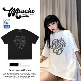 Áo thun nữ form rộng đẹp tay lỡ kiểu hàn quốc, áo phông nữ form rộng unisex vải cotton AT173 Miucho in hoạt tiết