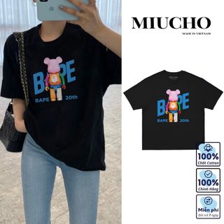 Áo phông bearbrick nữ form rộng tay lỡ unisex, áo thun bearbrick nữ form rộng tay lỡ unisex cotton AT031 Miucho in logo