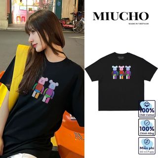 Áo phông bearbrick nữ form rộng tay lỡ unisex, áo thun bearbrick nữ form rộng tay lỡ unisex cotton AT033 Miucho in logo